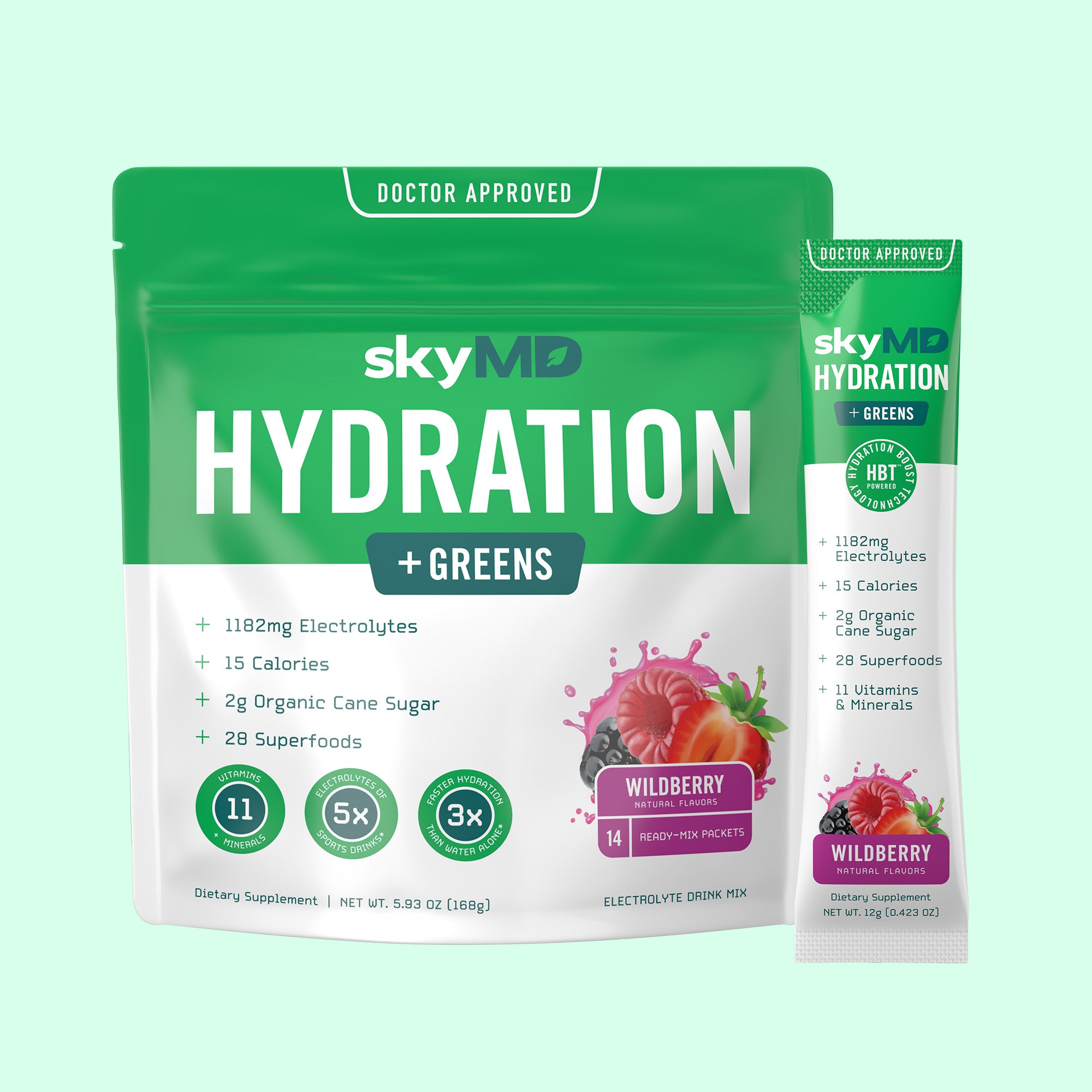 SkyMD Hydration + Greens - Wildberry 14pk